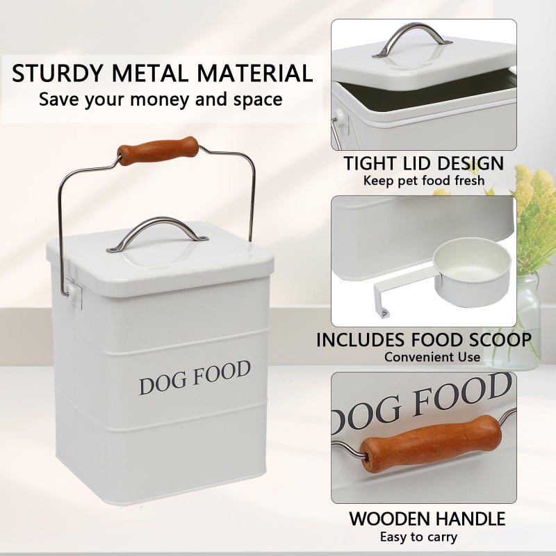 Morezi Dog Food Treat Storage Container with lid Scoop Included - Perfect Farmhouse Dog Food Bin for Kitchen Countertop, Shelf, Decoration Home - Dog Food - White - Image 4